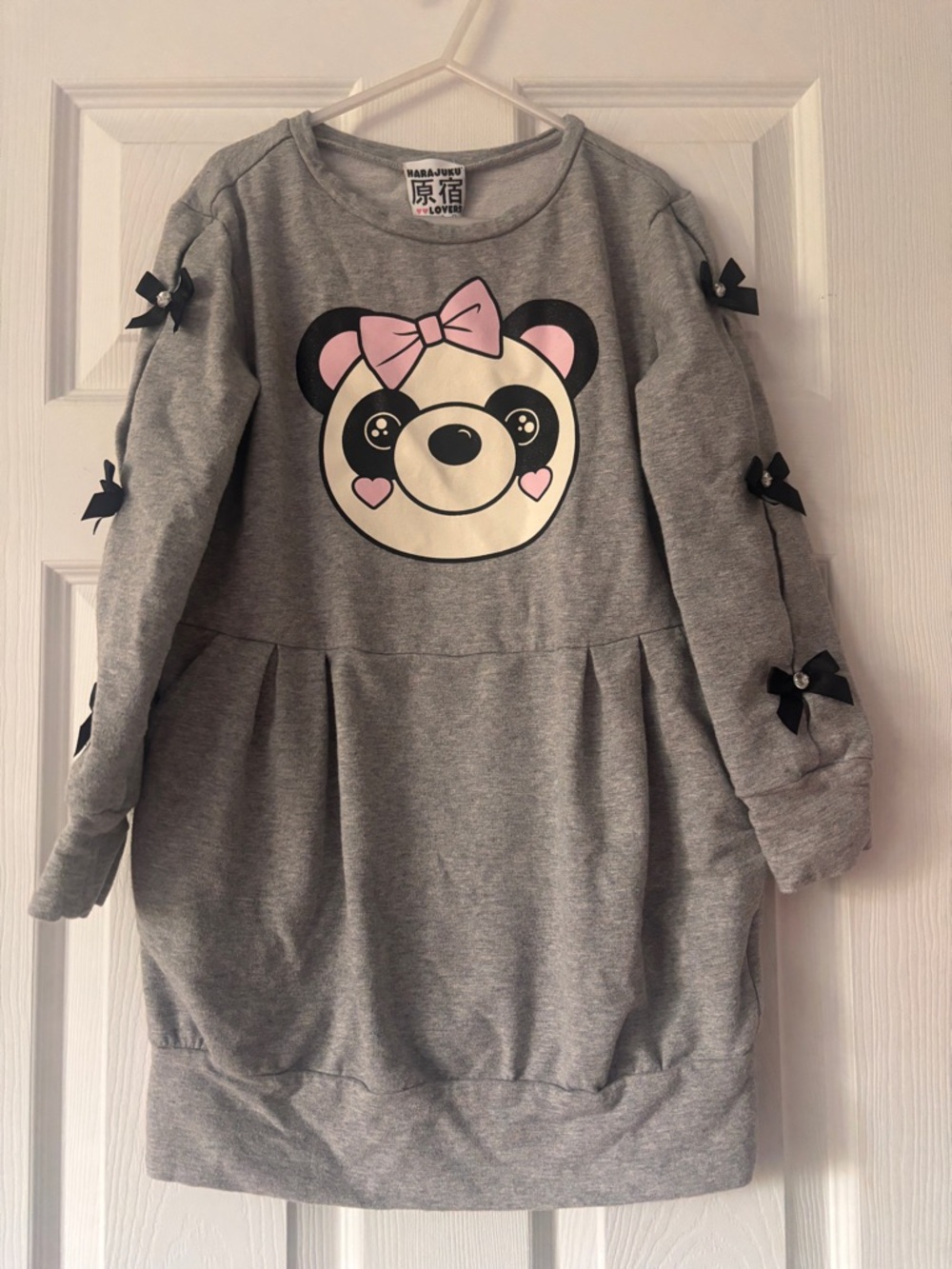 Harajuku Lovers + chasing fireflies Panda Bow Sweatshirt Dress